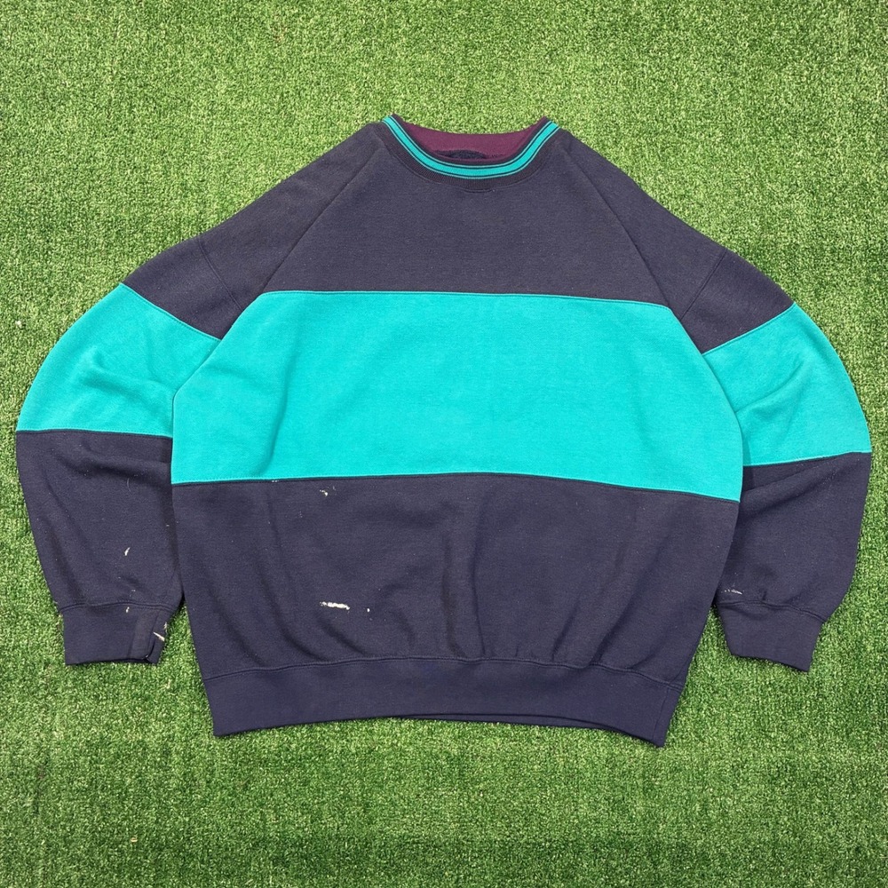 Vintage 90s Colorblock Stripe Crewneck Sweatshirt
